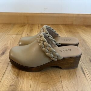 ABLE Braided Leather Platform Clogs – Size 7M